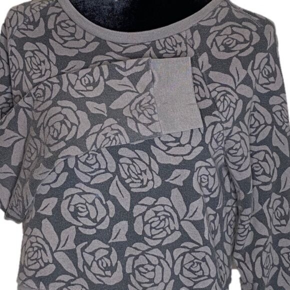 Abercrombie & Fitch Womens Gray Floral Long Sleeve Cropped Sweatshirt Size L - Picture 4 of 8